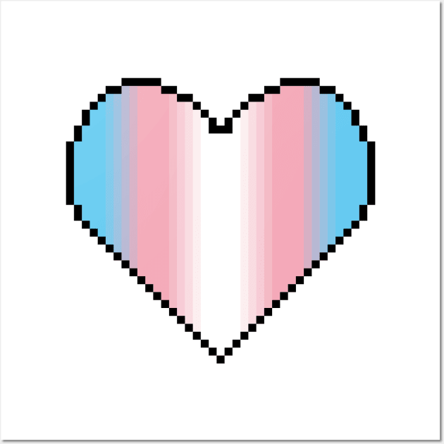 Inclusive Transgender Flag pride pixel heart Wall Art by Naturicker